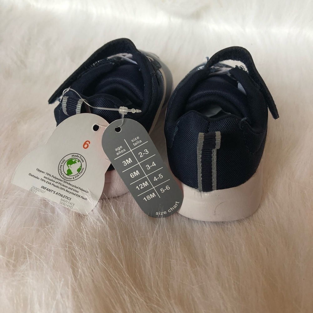 Wonder Nation Shoes Size 6 Babys Slip On Velcro New With Tags Blue-White - Picture 9 of 9
